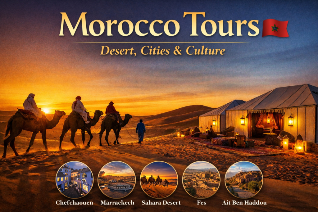 morocco desert tour merzouga camels sunset